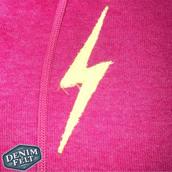 Aviator Nation Pink w/ Yellow Lightning Bolt Cropped Sweatshirt/Pullover | NEW⚡️ - Picture 7 of 12